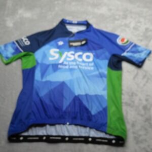 Hyperthreads Sysco Cycling Jersey Mens 3XL Blue Full Zip Raglan Sleeve NEW‎